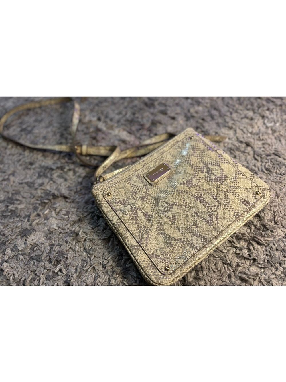 Nine West Faux Grey & White Snakeskin Crossbody Purse